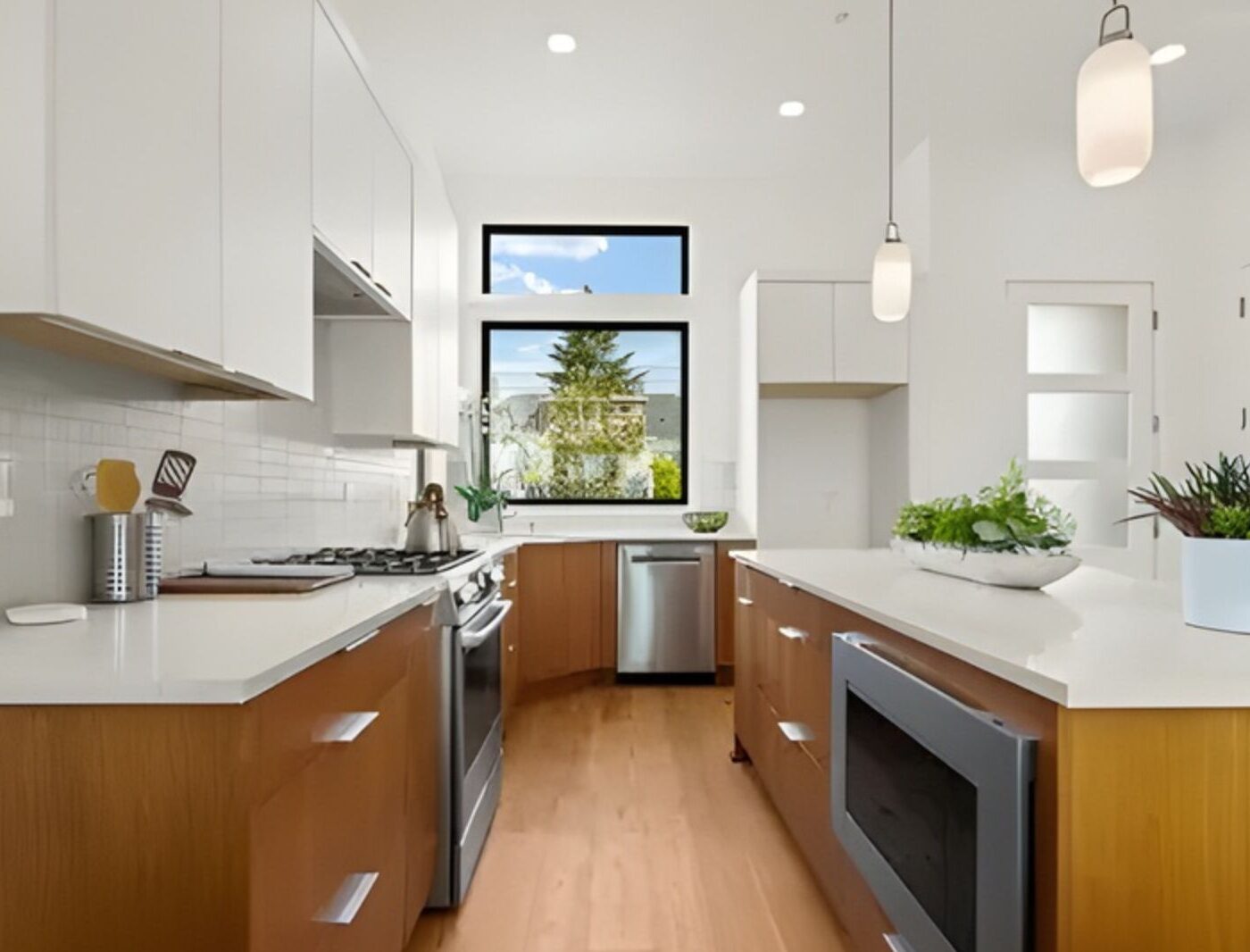 Modern kitchen with natural light